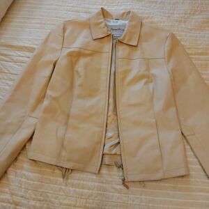 Pamela McCoy White Leather Jacket/Blazer with Lace-up Detail